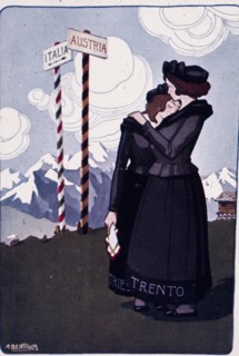 Italy before World War I with trento and trieste still Austrian, illustration by aurelio bertiglia