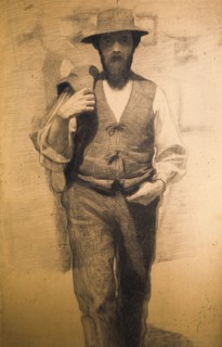 La fiumana, draft in charcoal and pastel, giuseppe pellizza da volpedo