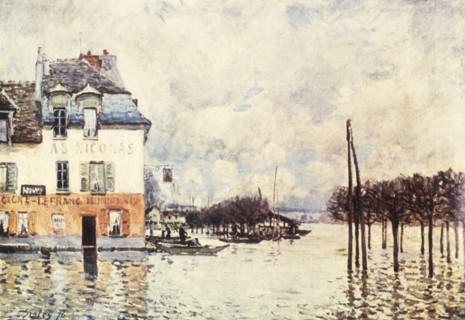 Flood at port-marly, alfred sisley, 1872