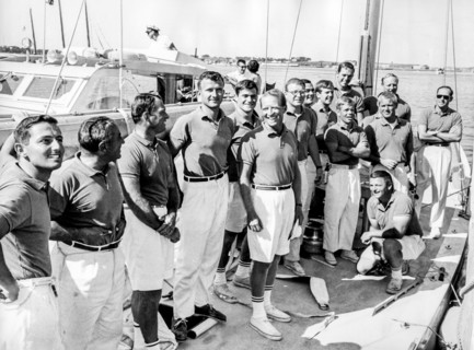 The crew of weatherly, defender of the america's cup, newport 1962