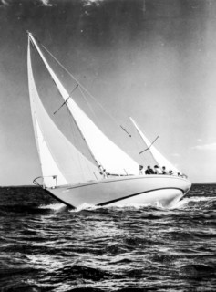 Fiberglass sailboat, bermuda race, 1958