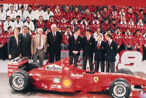 Ferrari F399 , Luca di Montezemolo, Paolo Cantarella, Giovanni Agnelli, Paolo Fresco, Eddie Irvine, Michael Schumacher, 90s