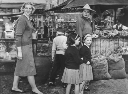 Ingrid bergman with son robertino and daughters isabella and isotta, the nanny gerarde guillaume, 1958