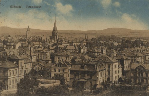 Giessen, Hesse, Germany, view from c. 1910, digital reproduction of a public domain postcard.