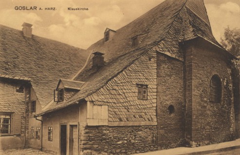church Klauskirche in Goslar, Lower Saxony, Germany, view from ca 1910, digital reproduction of a