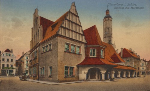 Town hall of Löwenberg in Silesia, today Lwowek Slaski, town of the Lower Silesian Voivodeship in