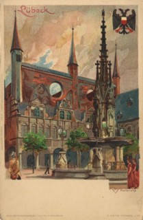 Lübeck, Schleswig-Holstein, Germany, view from c. 1910, digital reproduction of a public domain