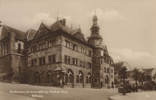 Town hall of Nordhausen, Thuringia, Germany, view from ca 1910, digital reproduction of a public