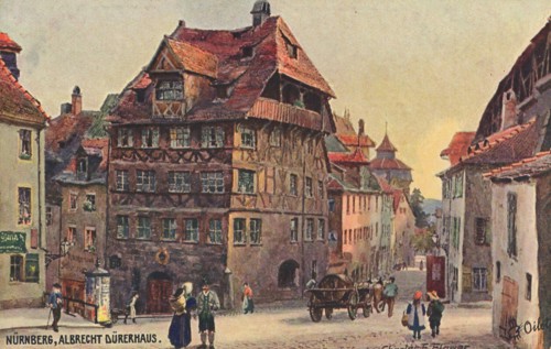 Dürerhaus in Nuremberg, Middle Franconia, Bavaria, Germany, view from ca 1910, digital reproduction