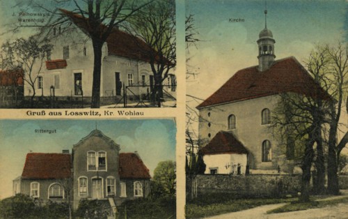 Losswitz near Wohlau, Wolow, a town in the Lower Silesian Voivodeship, Poland, view from c. 1910,