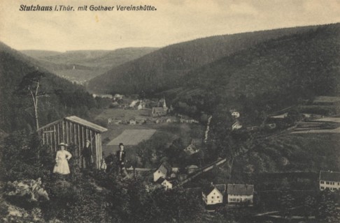 Stutzhaus in Thuringia with the Gothaer Vereinshütte, Germany, view from ca 1910, digital