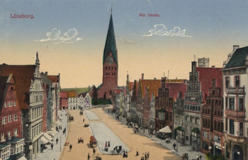 Am Sande in Lüneburg, Lower Saxony, Germany, view from ca 1910, digital reproduction of a public