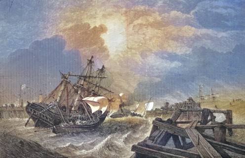 Rescue of a ship in front of the harbor entrance of Yarmouth