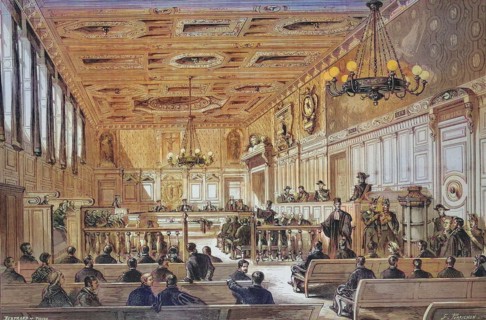 the new hall of the jury court of the department Seine in 1869