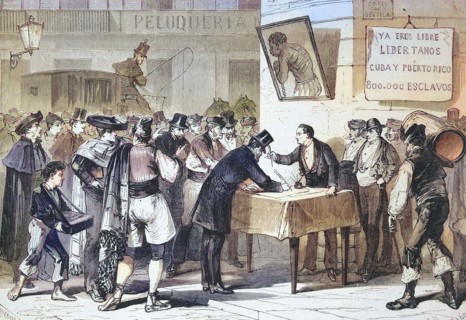 Public subscription in Madrid for the repurchase to free slaves from Cuba and Puerto Rico
