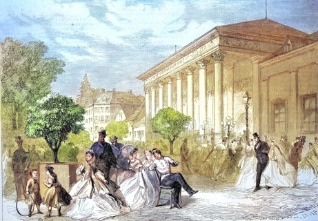 Noble people in front of the Kurhaus of Baden-Baden