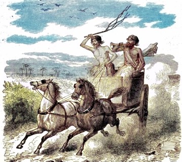 Stagecoach of the Royal Postal Administration of British India in English India in 1869