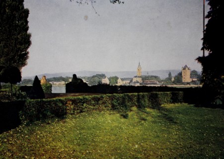 View of Eltville from Eltviller Aue in 1910, Hesse, Germany, photograph, digitally restored