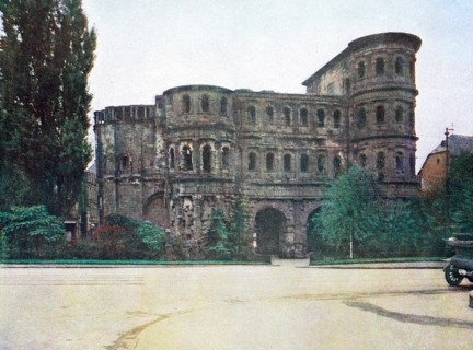 The Porta Nigra in Trier in 1910, Rhineland-Palatinate, Germany, photograph, digitally restored