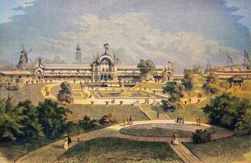 Projected buildings for the international horticultural exhibition in Hamburg in 1880