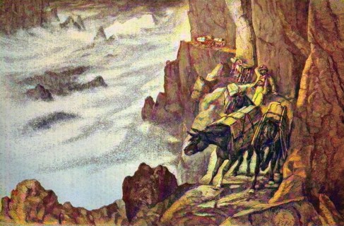 Smugglers in the mountains on a mule track