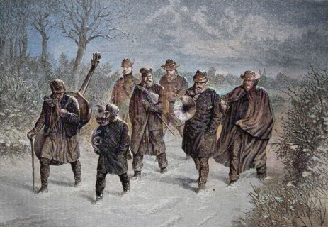 Music band in the snow