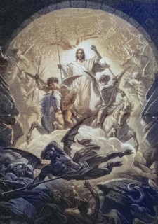 Der Abstieg in die Hölle, die Höllenegge ist der triumphale Abstieg Christi in die Hölle zwischen