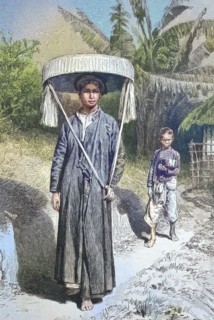 Wohlhabende Frau aus Thailand, tonkinesin, in Straßenkostüm und Sonnenschutz, historical, digital