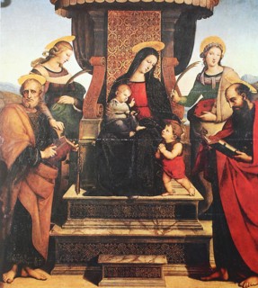 Madonna and Child surrounded by five saints
