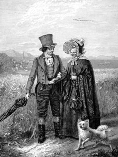 Ealking Couple In The Times Of The Biedermeier Period