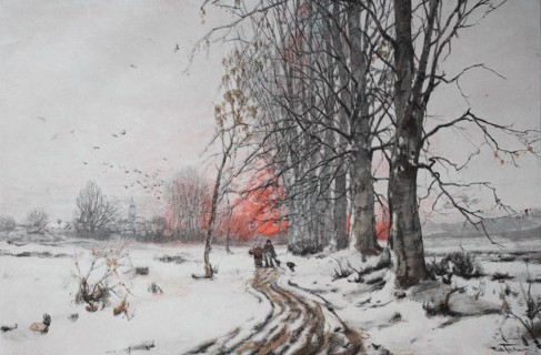 Sunset In A Winter Landscape In Prussia