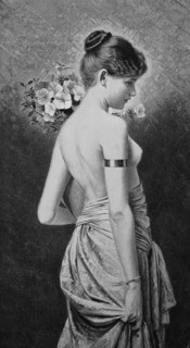 Young Girl With A Bouquet And Naked Torso