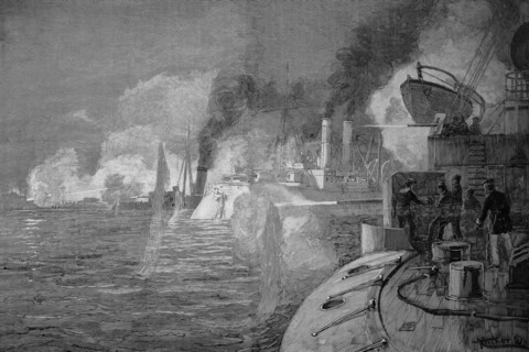 Fire To The The Taku Forts Or Dagu Forts In The First Opium War