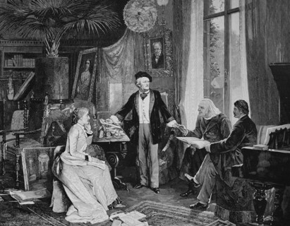 Richard Wagner And Cosima Wagner Together With Liszt And Hans Von Wolzogen In Their Home