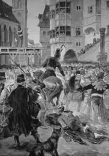 A Criminal Is Dragged On A Cow Skin To The Judge