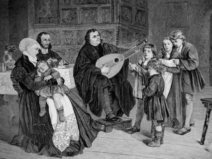 Martin Luther At Home With Musical Instrument