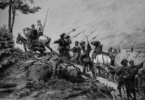 A Freight Transport Under The Protection Of The Landsknechts In The Middle Ages