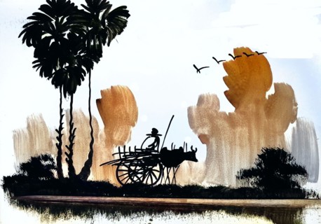 Farmer With A Team Of Oxen
