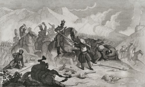 Northern Front. Attack by Liberal troops on the road to Legazpia.