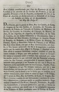 Royal Edict establishing by law the resignation of Philip V of Spain to the succession of the Crown of France.