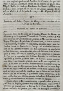Royal Edict establishing by law the resignation of Philip V of Spain to the succession of the Crown of France.