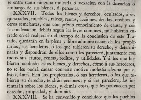 Treaty of Commerce and Friendship between the Crowns of Spain and England at the Congress of Utrecht.