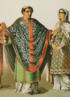 Bishop and noblewoman.