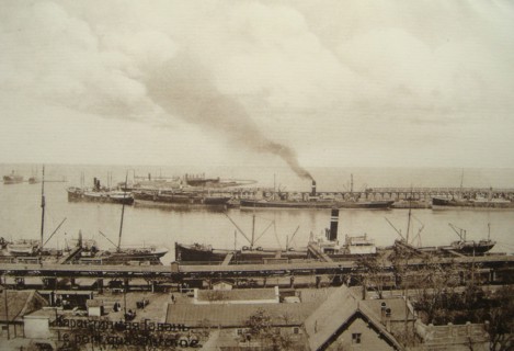 View of habor or docks in Odessa Ukraine circa early 1900s