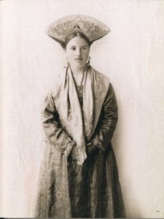 Young Russian woman in traditional cultural dress from Southern Russia