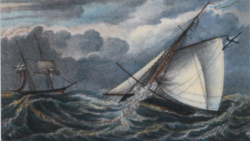 12-gun tender Luch -  Lithograph by V