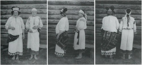 Russian women in folk costumes circa  before 1917
