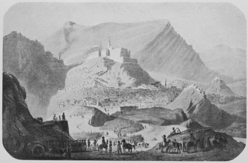 Russian troops in front of Bayazet in Turkey in 1854 circa printed  1915