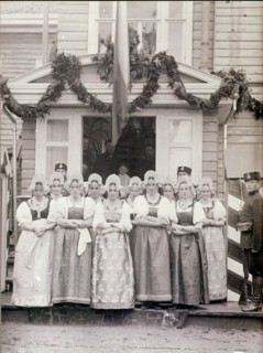 Girls in festive costumes