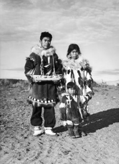 Eskimo Family With Model Ship